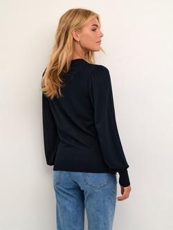 KAFFE Lizza Round Neck Light Knit Jumper - view 2, Midnight Marine