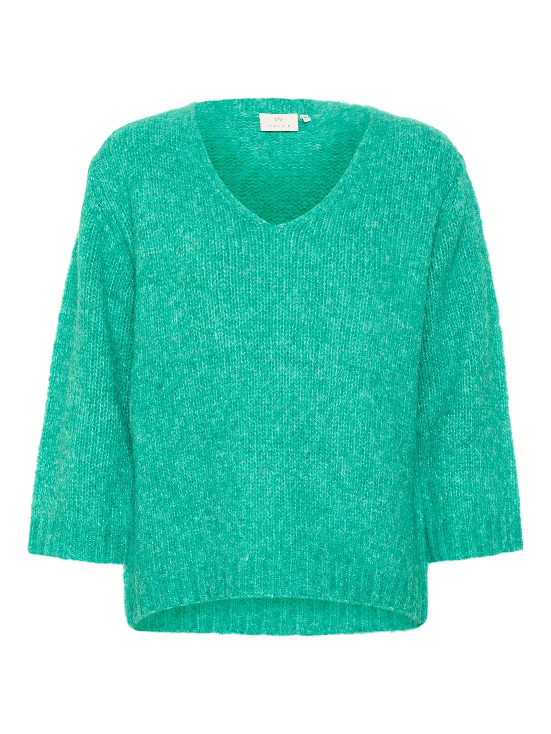 KAFFE Alioma V-Neck Jumper, Gumdrop Green Melan
