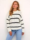 KAFFE Ella Stripe Jumper, Chalk/Black