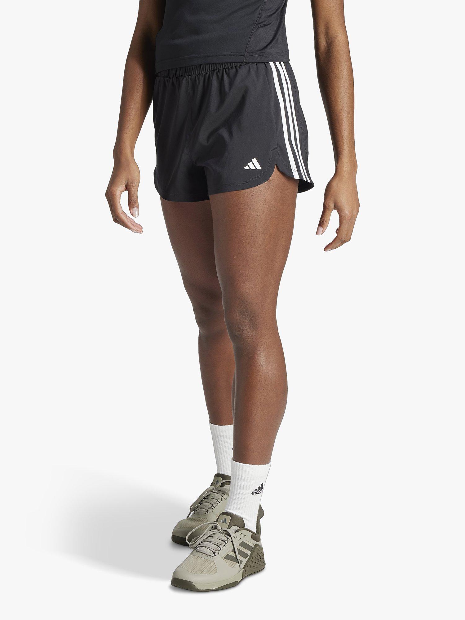 adidas Women s Pacer High Rise 3 Stripes Shorts Black White