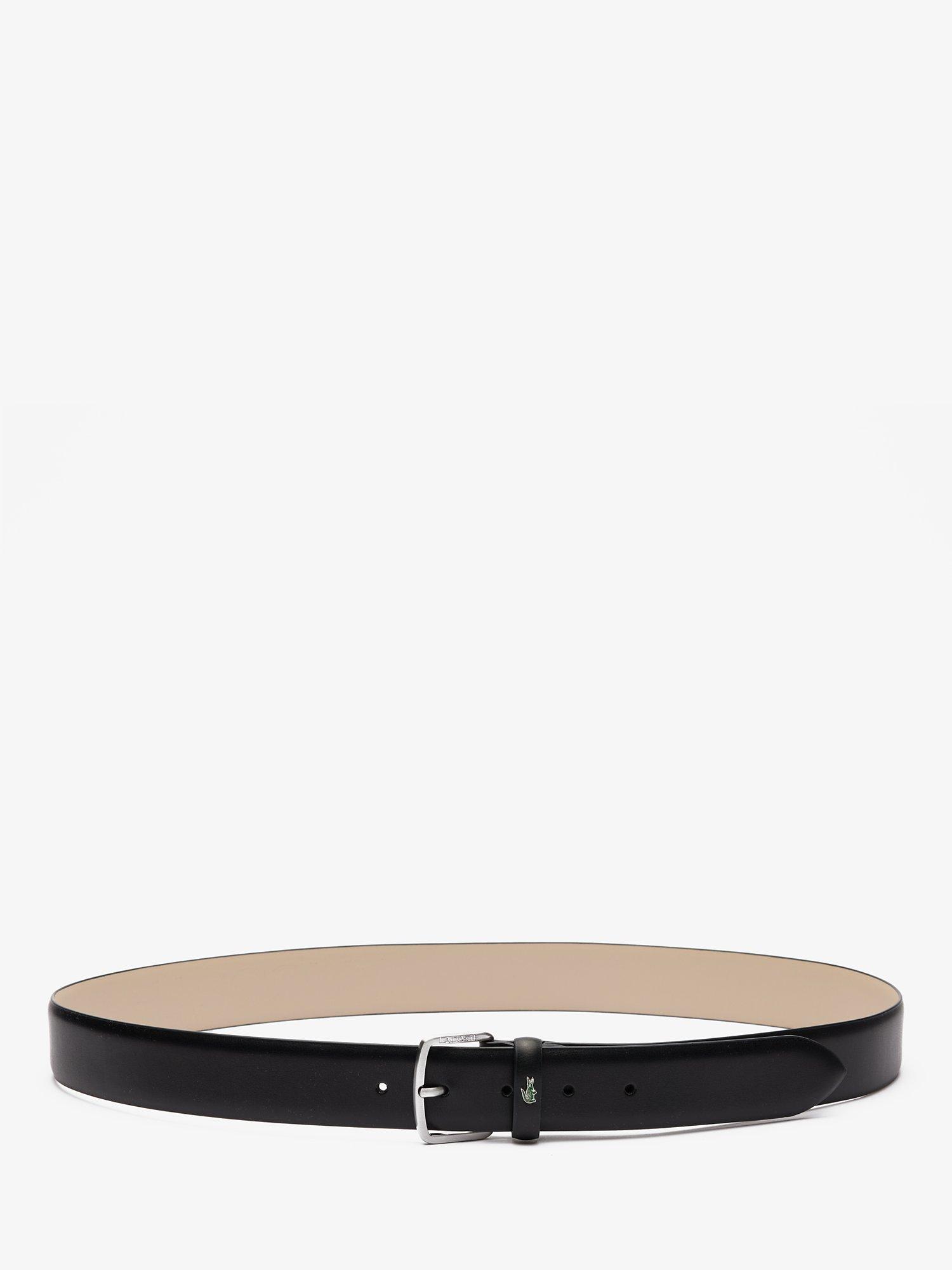 Lacoste Smooth Leather Crocodile Accent Belt, Noir