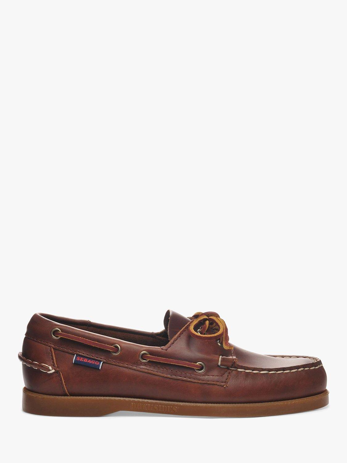 Product image 1 of 5, which shows Sebago Docksides Leather Boat Shoes, Brown/Honey, 7