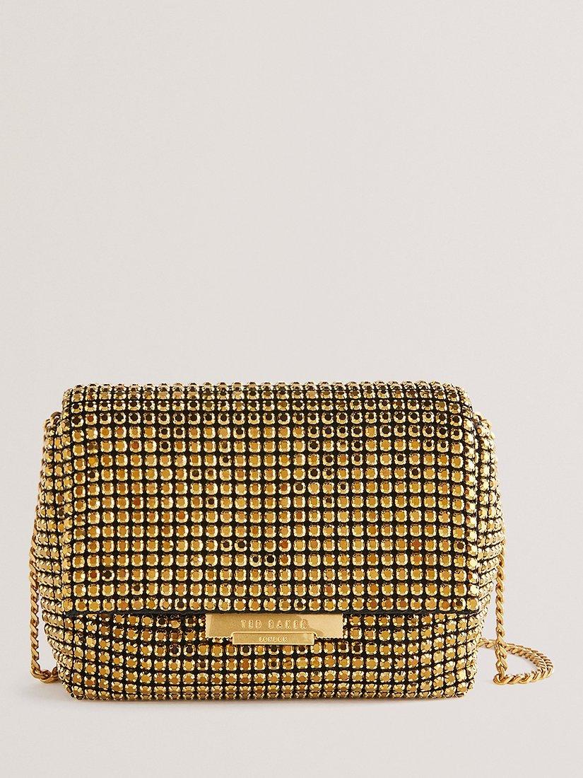 Ted Baker Gliters Crystal Embellished Clutch Bag Gold