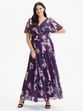 Scarlett & Jo Isabelle Angel Sleeve Maxi Dress, Purple/Pink