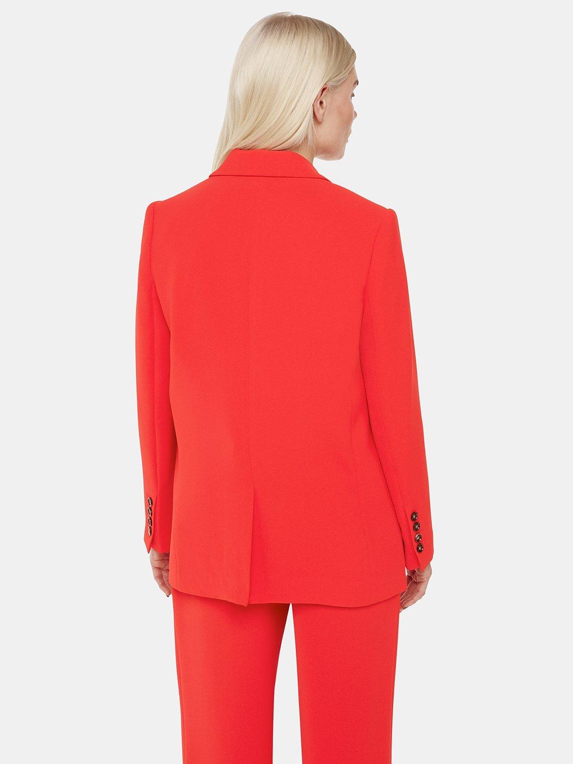 Product image 2 of 5, which shows Whistles Petite Crepe Boyfriend Blazer, Red, 10