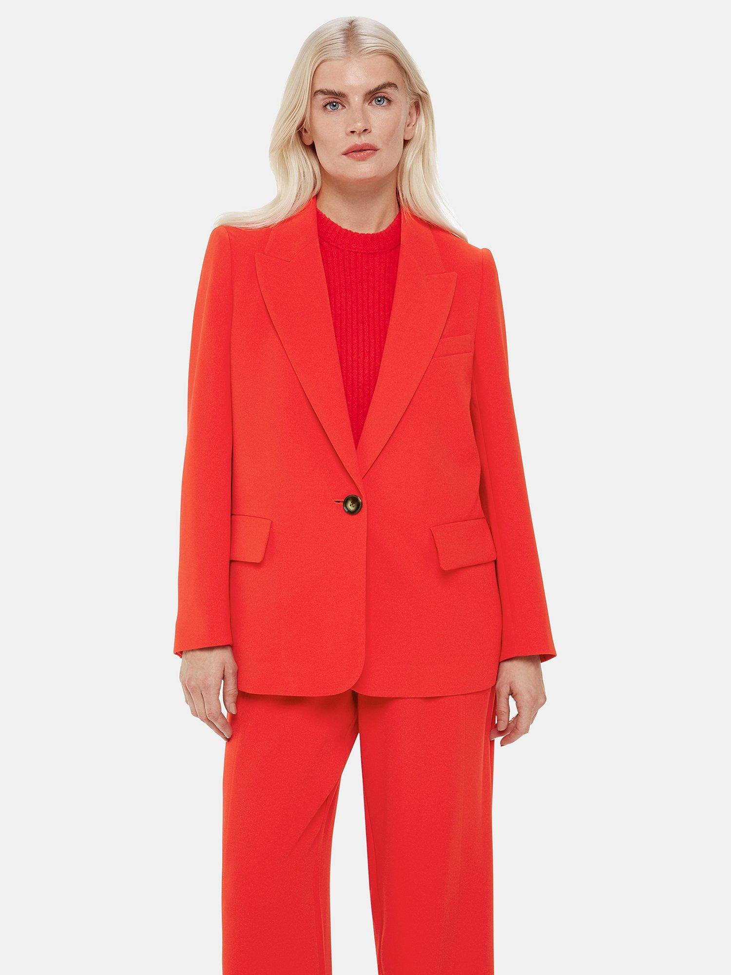 Product image 4 of 5, which shows Whistles Petite Crepe Boyfriend Blazer, Red, 10