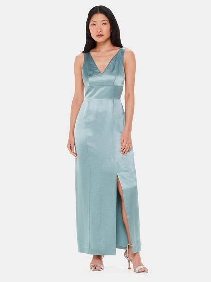 Whistles Charlotte Satin Maxi Dress, Sage Green