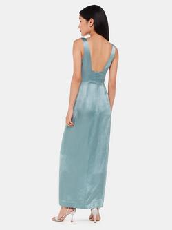 Whistles Charlotte Satin Maxi Dress - view 2, Sage Green