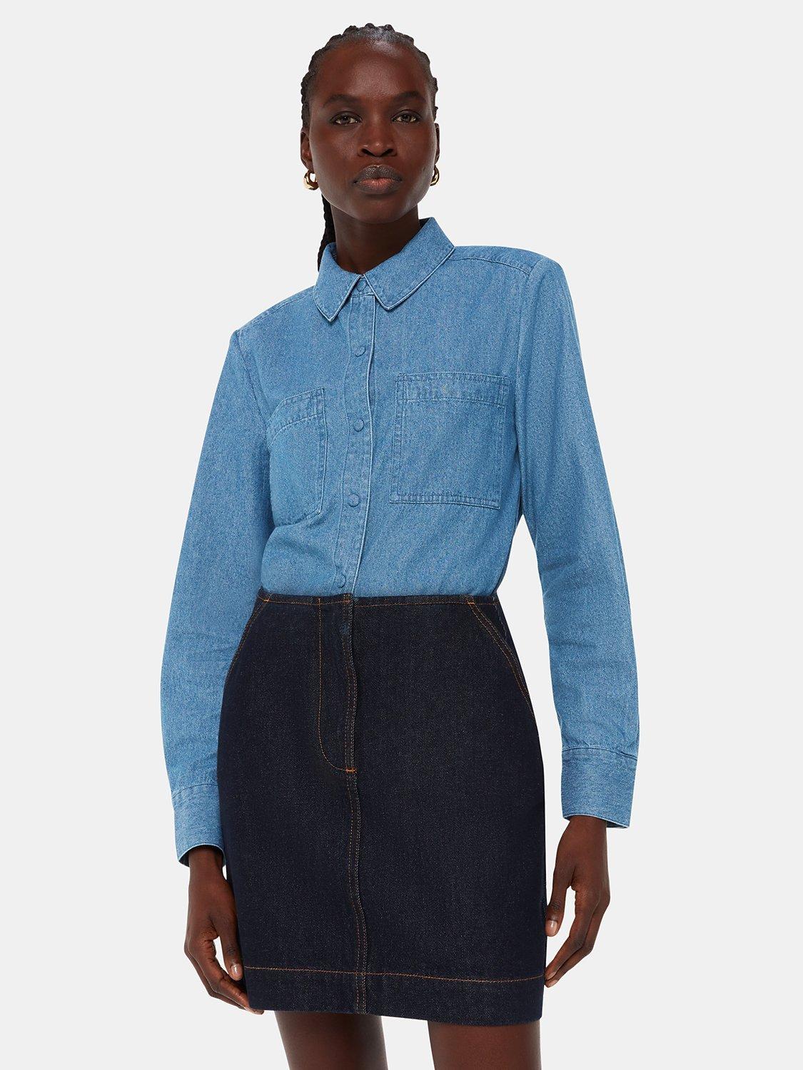 Whistles Hailey Denim Shirt, Blue