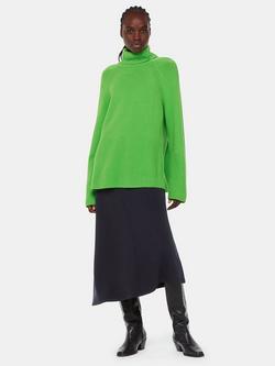 Whistles Ottoman Rib Curved Hem Midi Skirt, Navy, Navy