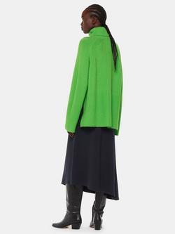 Whistles Ottoman Rib Curved Hem Midi Skirt, Navy - view 2, Navy