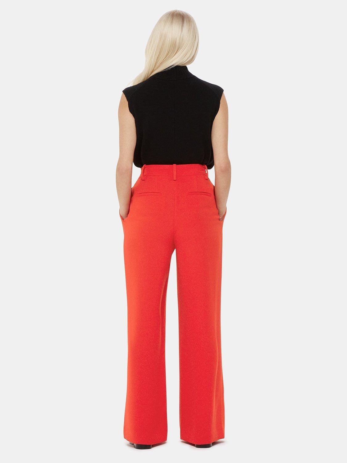 Product image 2 of 5, which shows Whistles Petite Harper Wide Leg Crepe Trousers, Red, 8