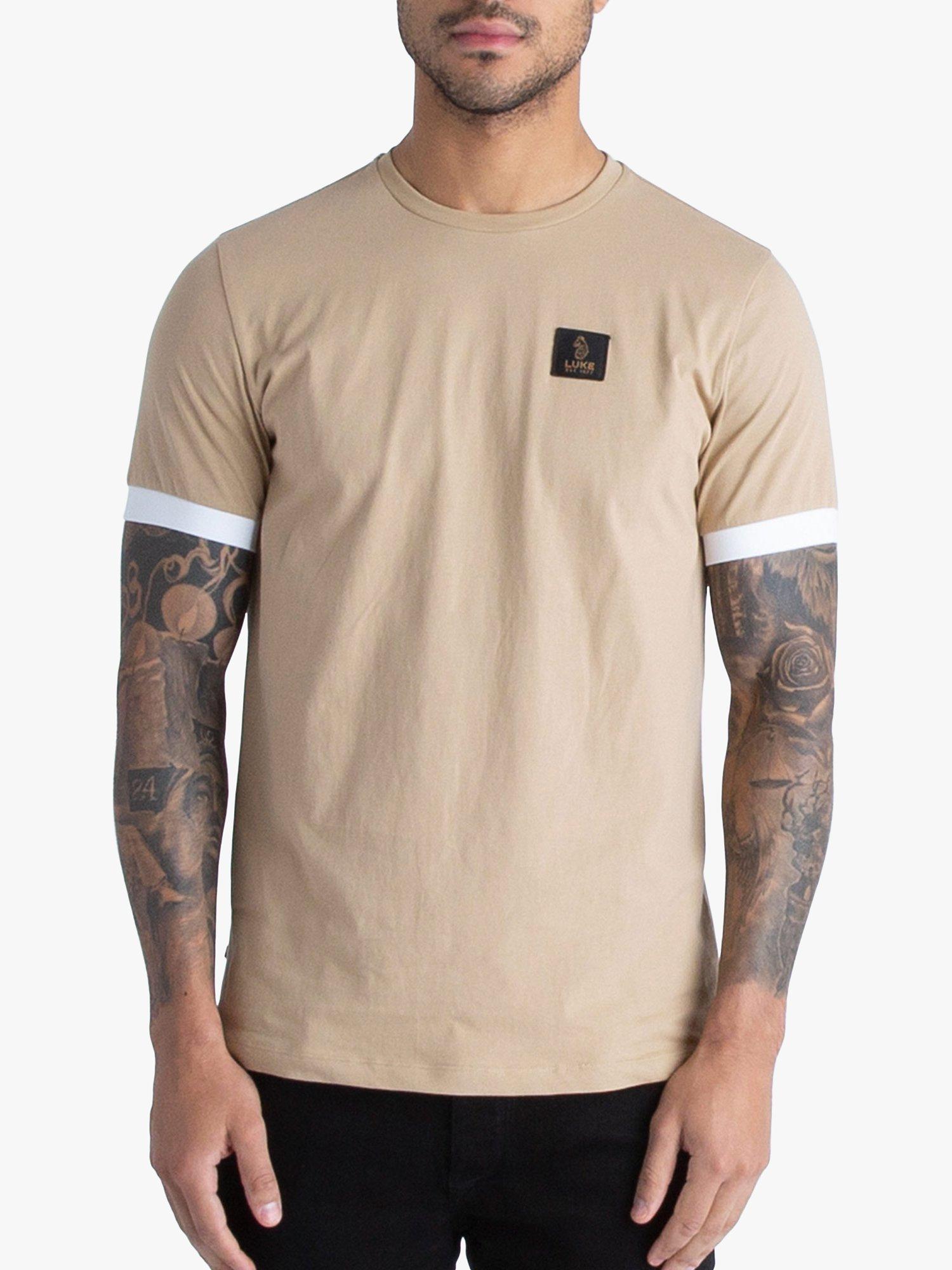 LUKE 1977 Malham Crew Neck T-Shirt, Biscuit