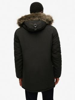 Superdry Everest Faux Fur Hooded Parka Coat, Black - view 2, Black