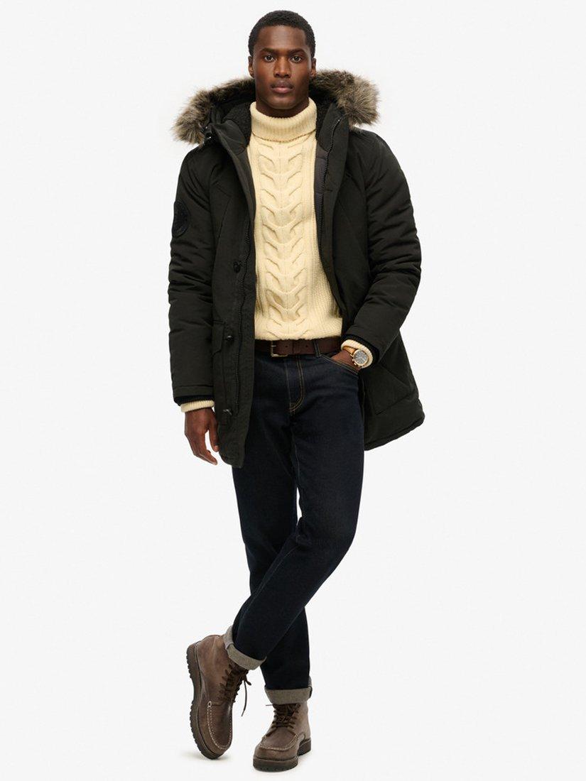 Superdry Everest Faux Fur Hooded Parka Coat Black