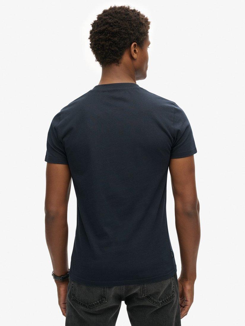 Product image 2 of 6, which shows Superdry Organic Cotton Embroidered Logo V-Neck T-Shirt, Navy, XXXL