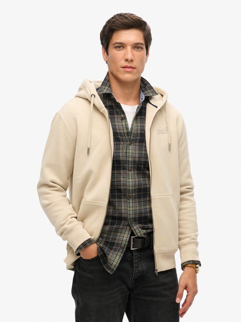 Product image 1 of 7, which shows Superdry Zipped Hoodie, Beige, XXL
