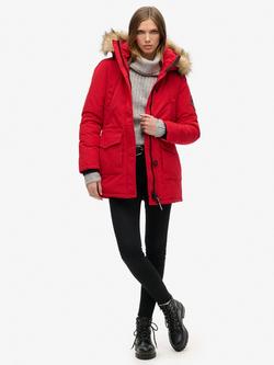 Superdry Everest Parka Coat - view 2, Deep Red