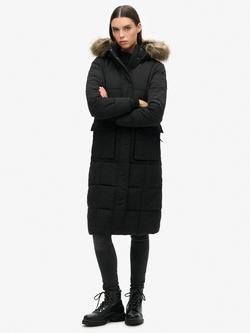 Superdry Everest Longline Puffer Jacket, Jet Black - view 2, Jet Black