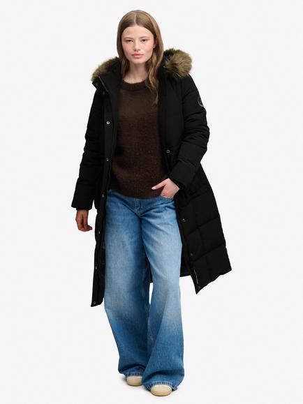 Superdry Everest Longline Puffer Jacket, Jet Black - view 2, Jet Black