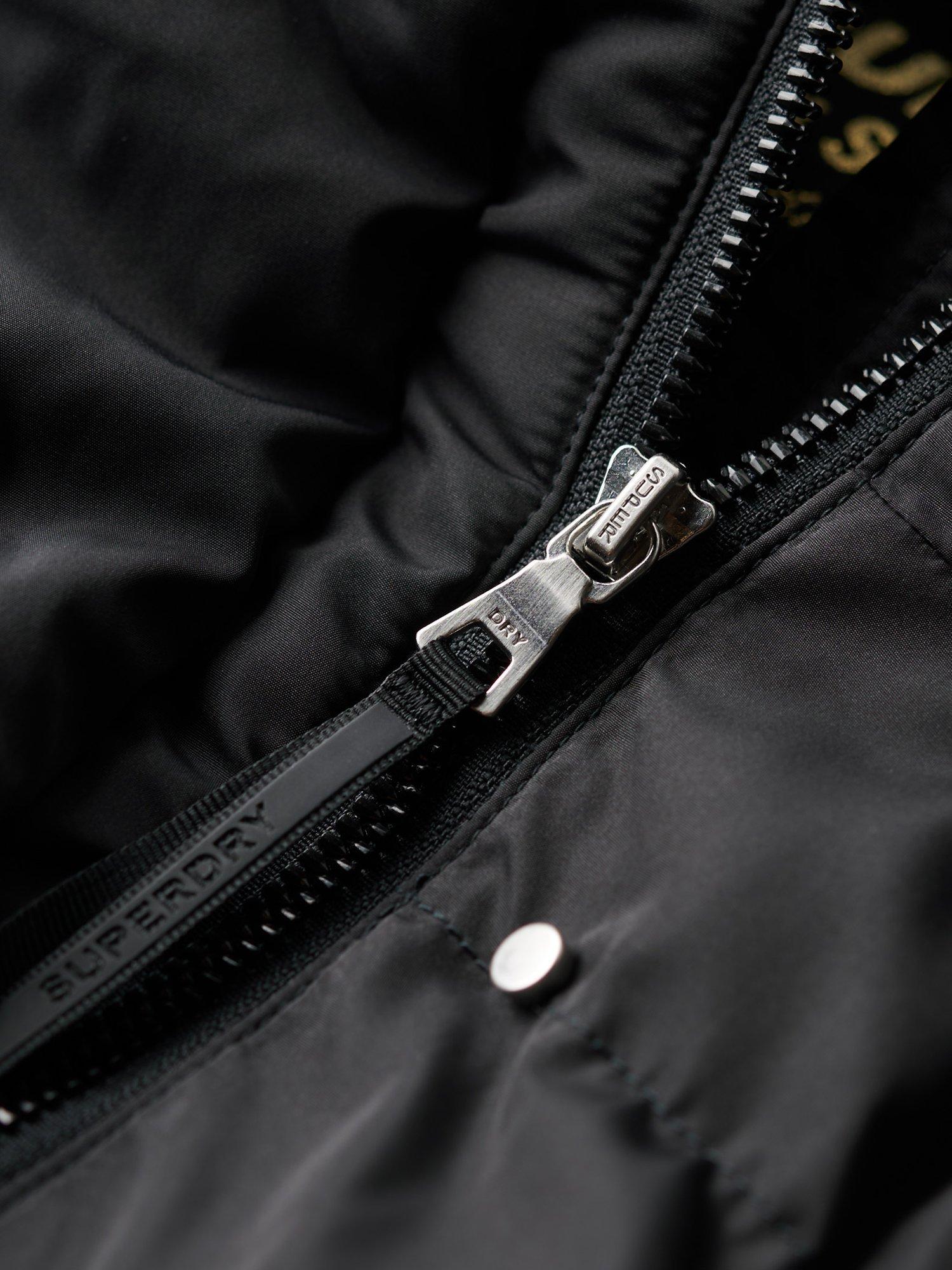 Product image 6 of 7, which shows Superdry Hooded Longline Puffer Coat, Black, 10
