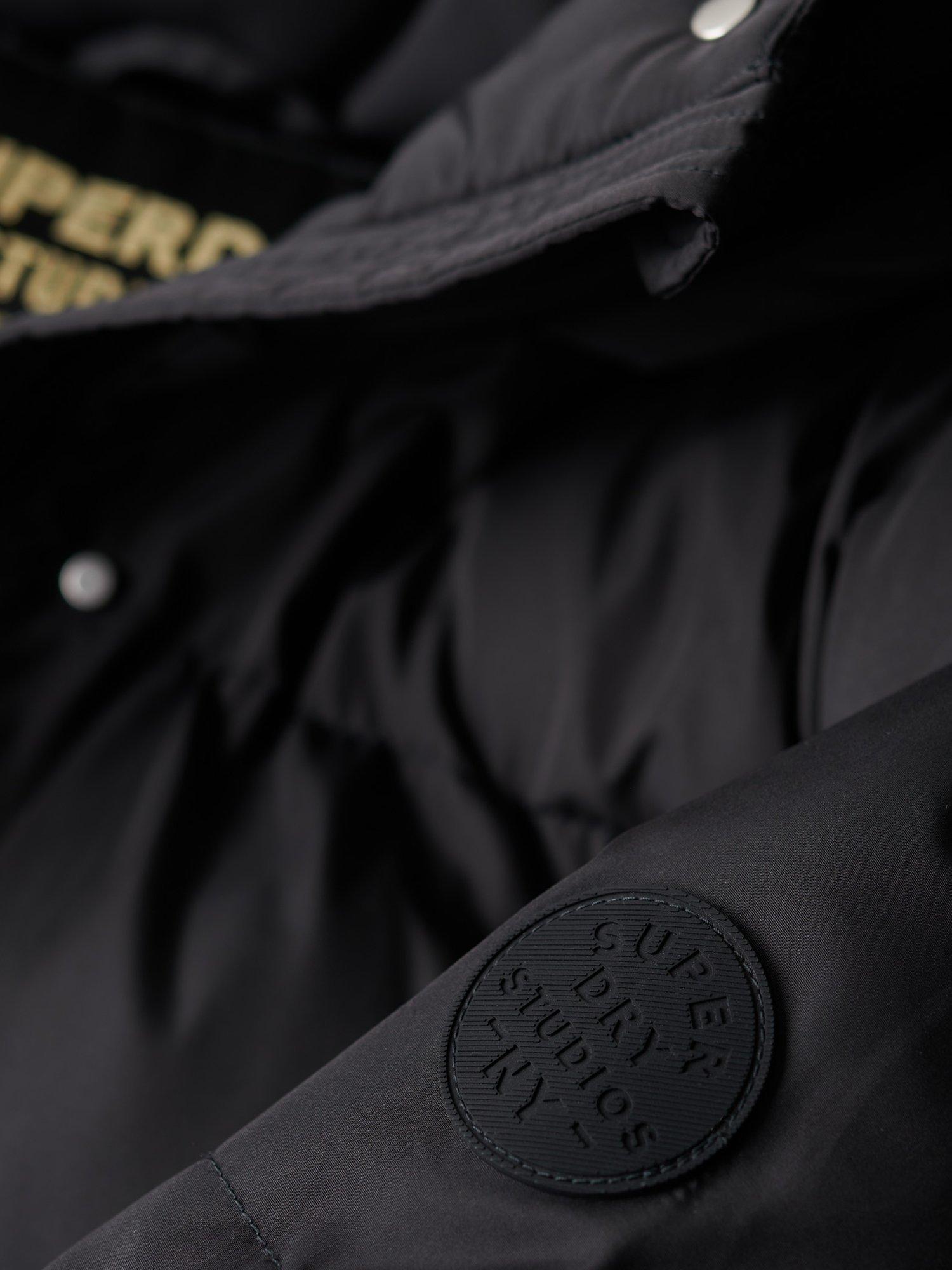 Product image 7 of 7, which shows Superdry Hooded Longline Puffer Coat, Black, 10