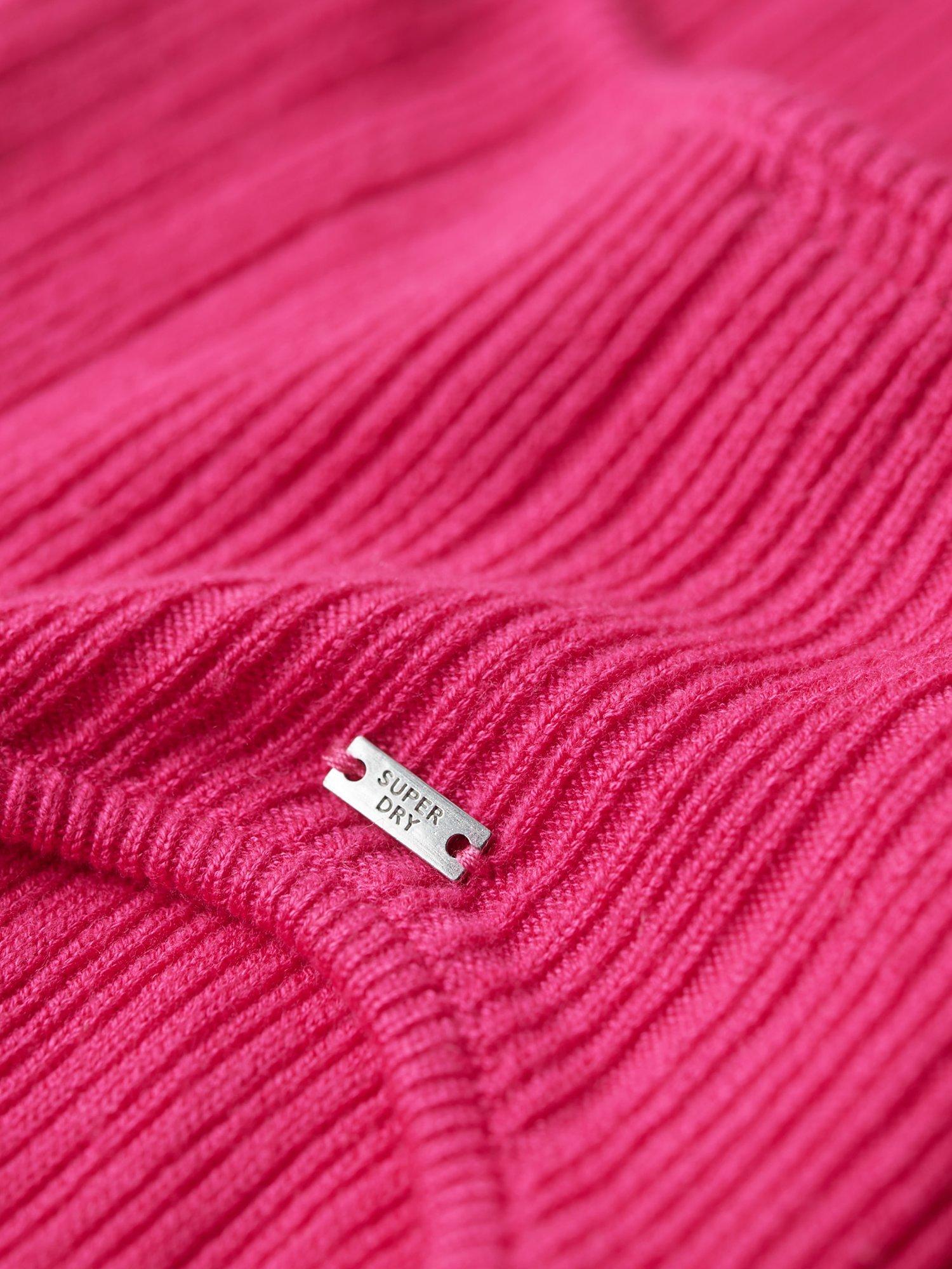 Product image 4 of 4, which shows Superdry Jersey Backless Knitted Midi Dress, Magenta Pink, 6