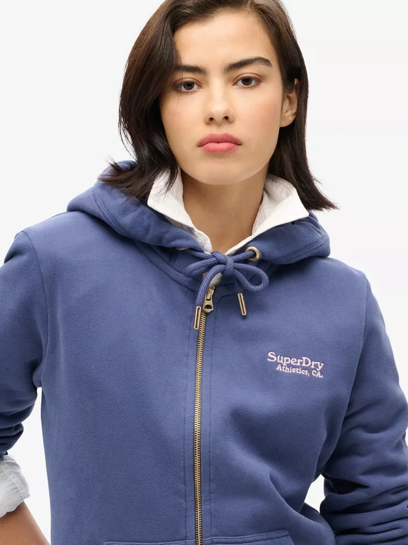 womens Essential Logo Raglan Zip Hoodie in Glacier Grey Marl/ Richest Navy Super