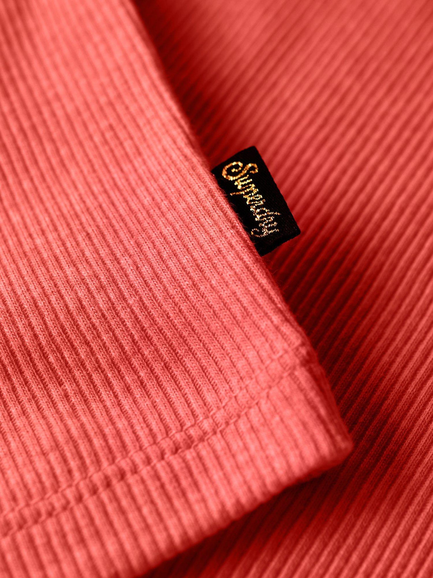Product image 4 of 5, which shows Superdry Organic Cotton Essential Rib Lace Cami, Pastelline Coral, XS-S