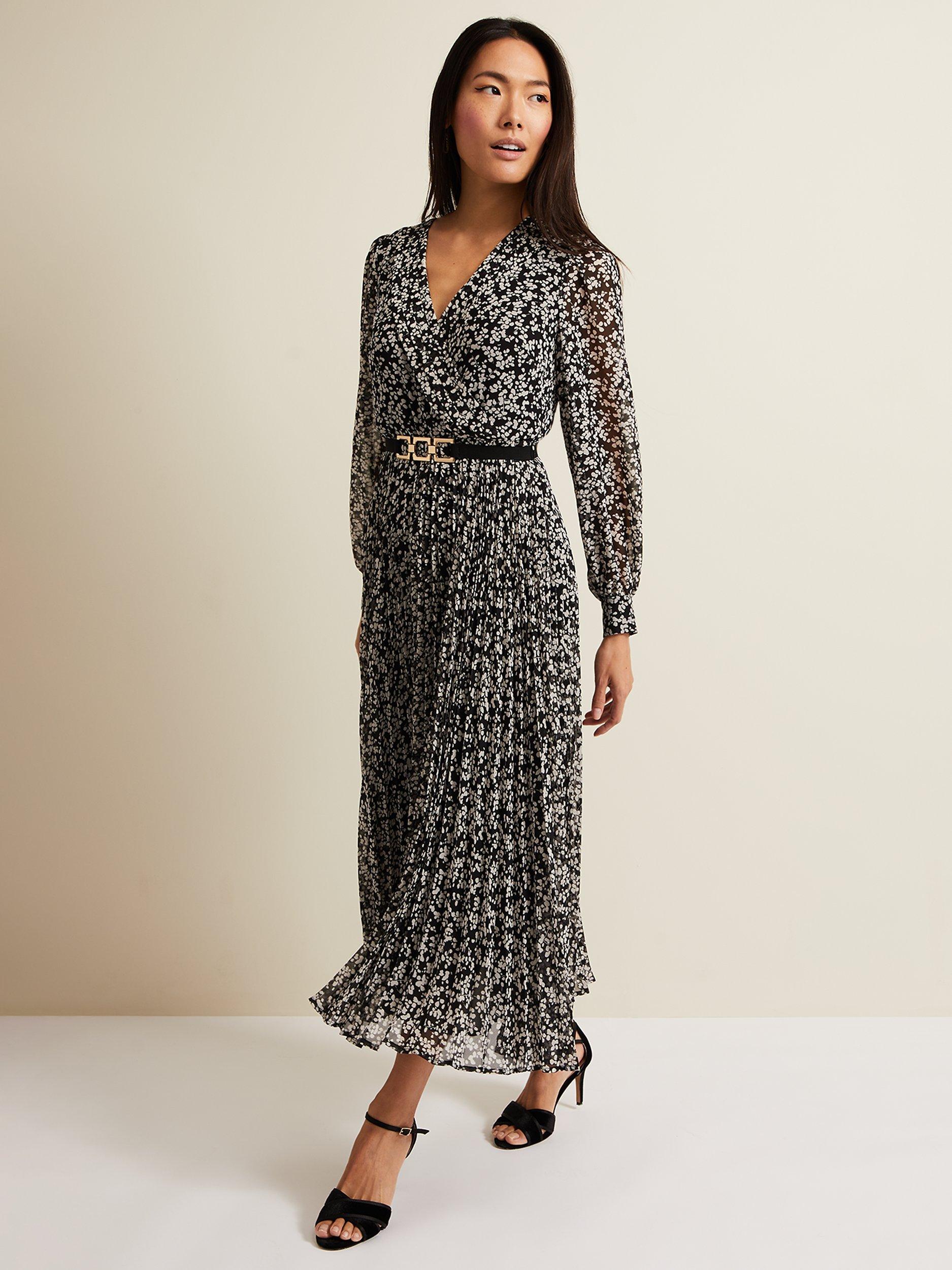 Phase Eight Ayana Spot Pleated Dress, Multi