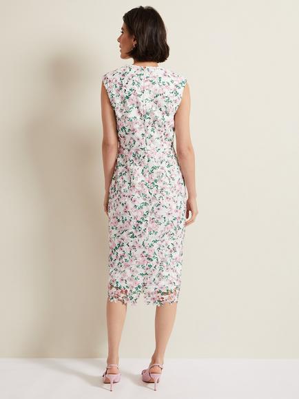 Phase Eight Diana Floral Lace Dress, Multi - view 2, Multi-coloured