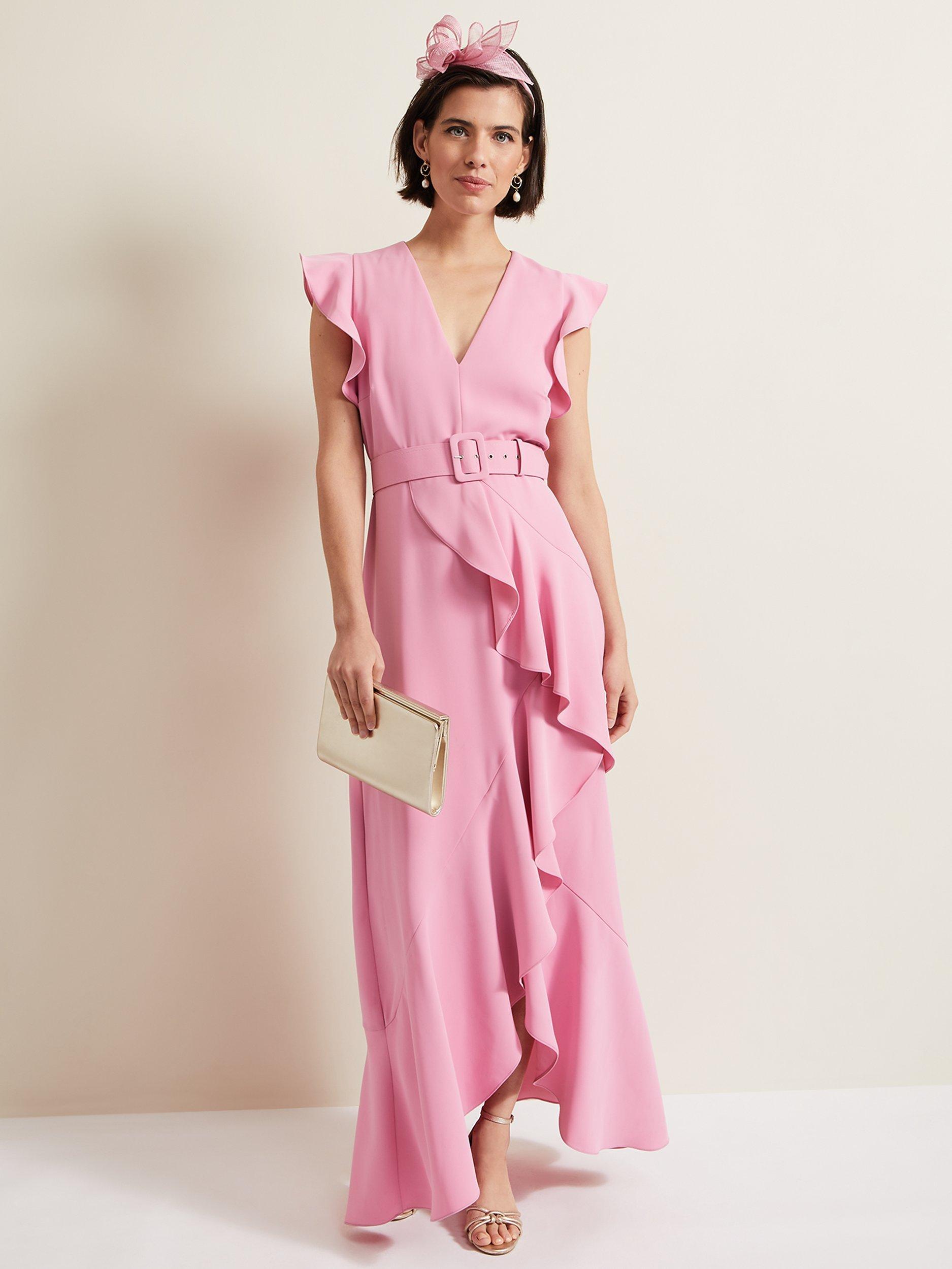 Phase Eight Phoebe Frill Maxi Dress Pink