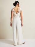 Phase Eight Cherie Bridal Floral Textured Overlay Jumpsuit, Ivory