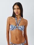 John Lewis Maya Aztec Ring Halterneck Bikini Top, Blue