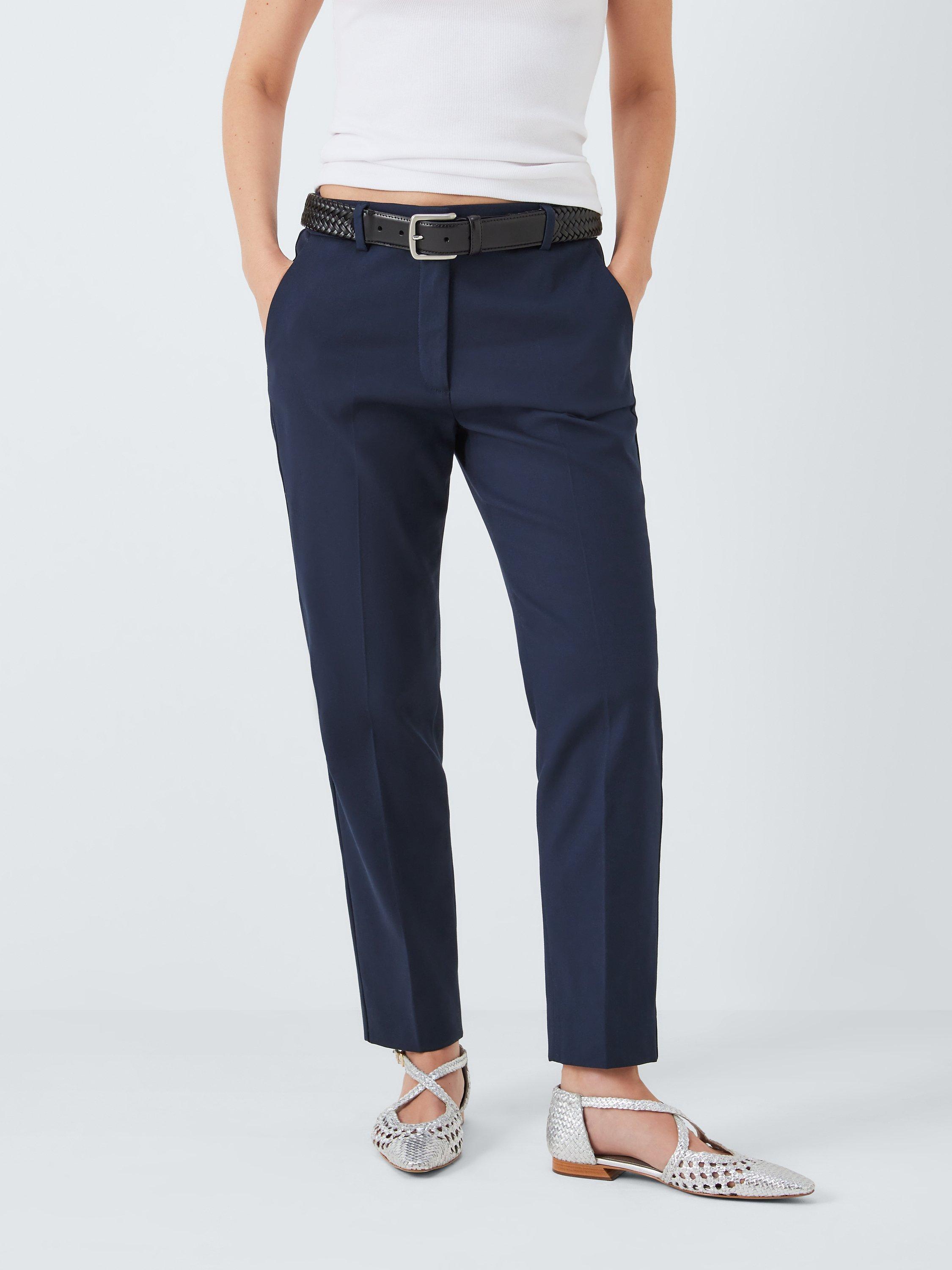 Weekend MaxMara Vite Stretch Cotton Cigarette Trousers, Navy