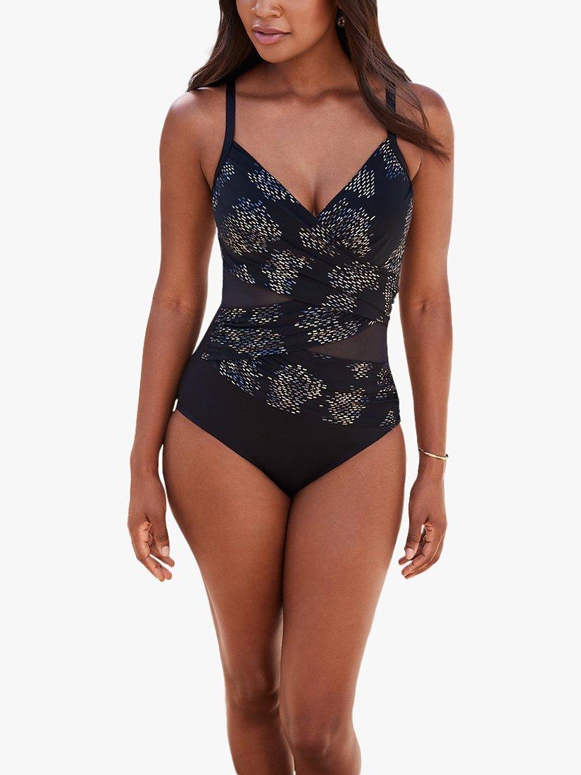 Miraclesuit Mystique Mesh Panel Shaping Swimsuit, Black/Multi