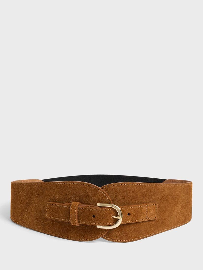 Product image 1 of 2, which shows Gerard Darel Olympe Suede Corset Belt, Tobacco, 10