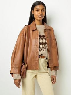 Gerard Darel Jocya Leather Jacket, Brown, Brown