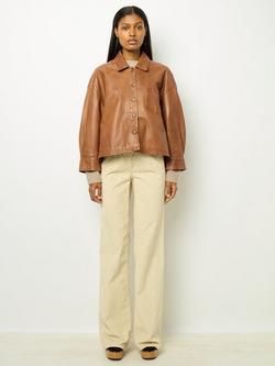 Gerard Darel Jocya Leather Jacket, Brown - view 2, Brown