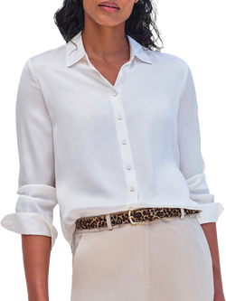 Pure Collection Sand Washed Pure Silk Shirt, Ivory