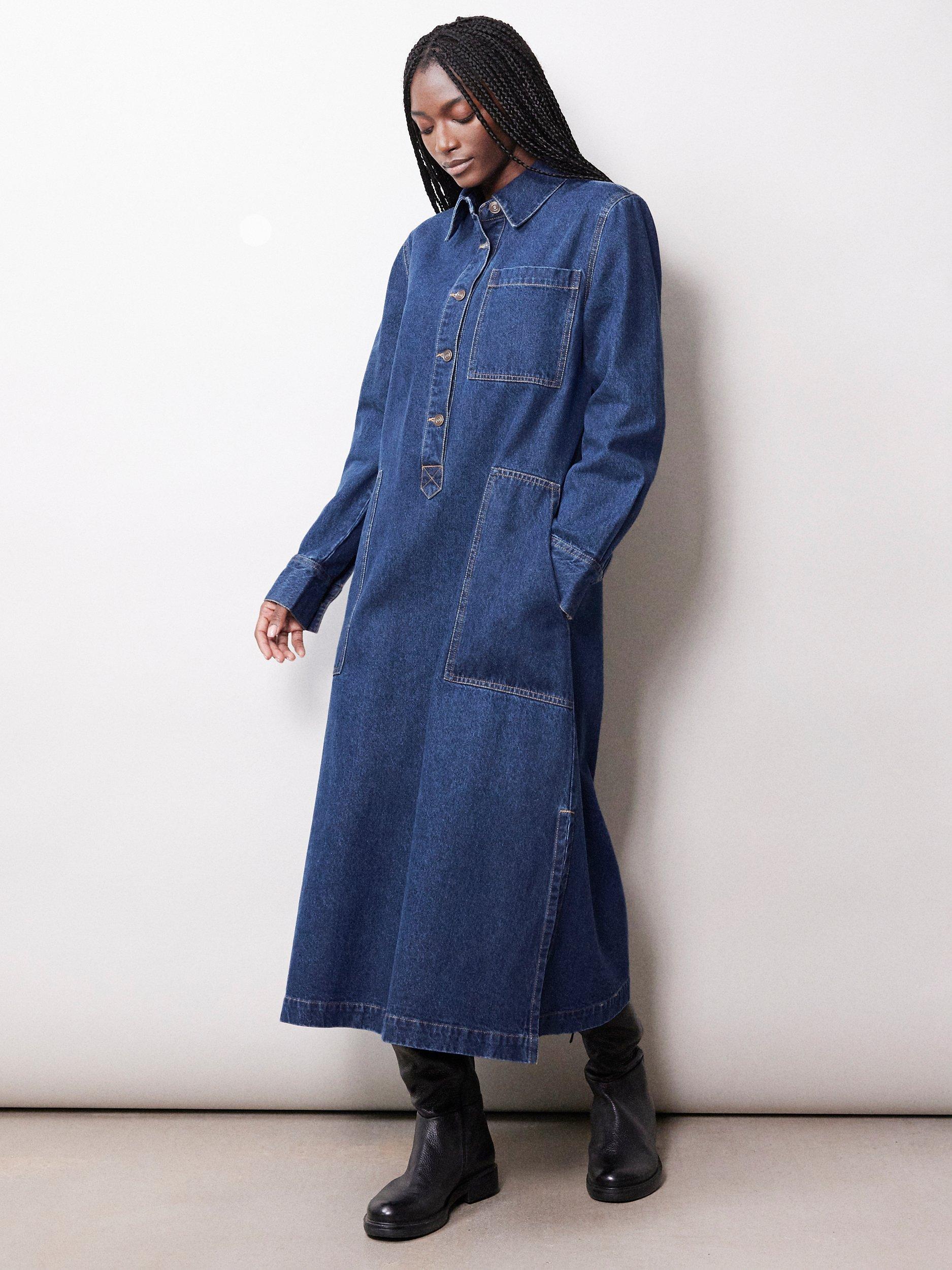 Albaray Cotton Denim Shirt Dress Indigo