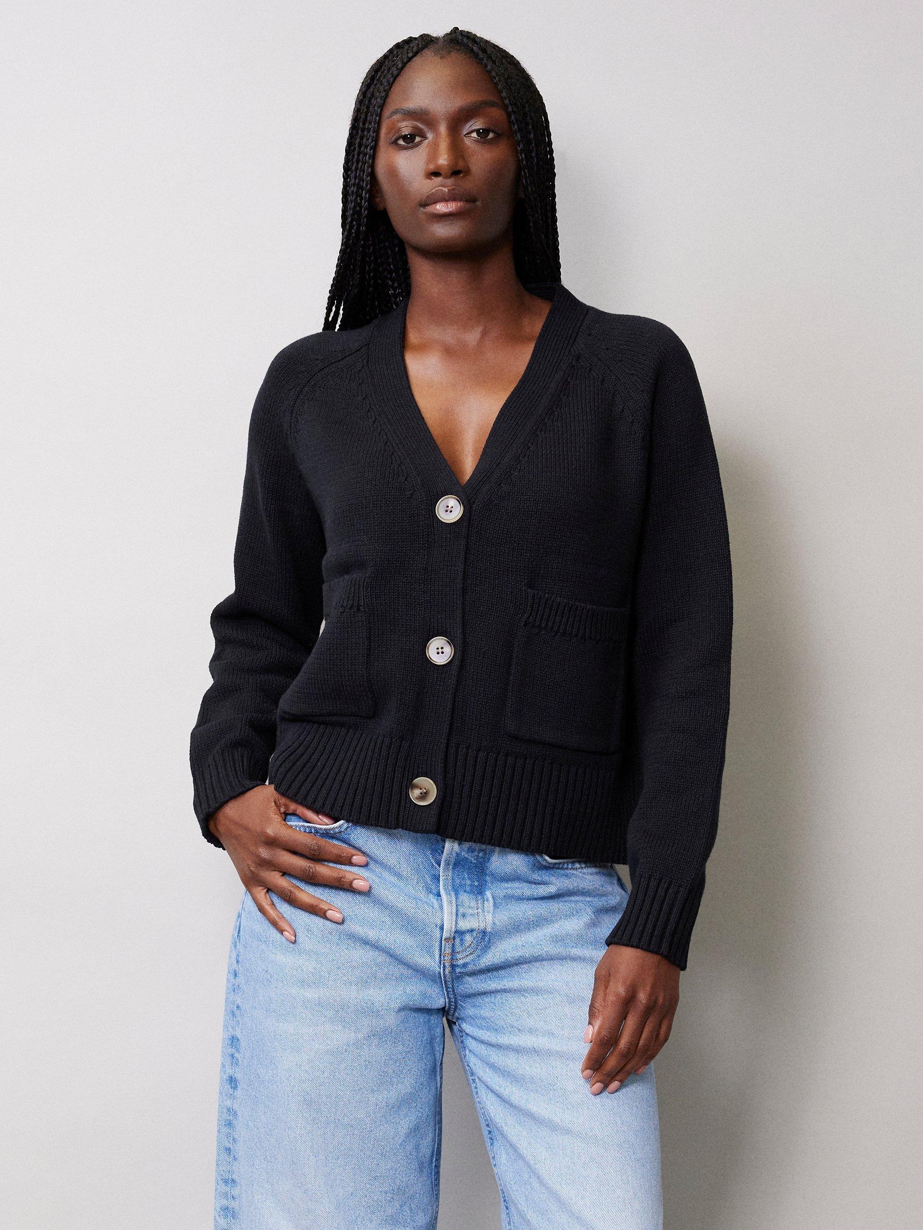 Product image 1 of 4, which shows Albaray Relaxed Cotton Cardigan, Black, 8