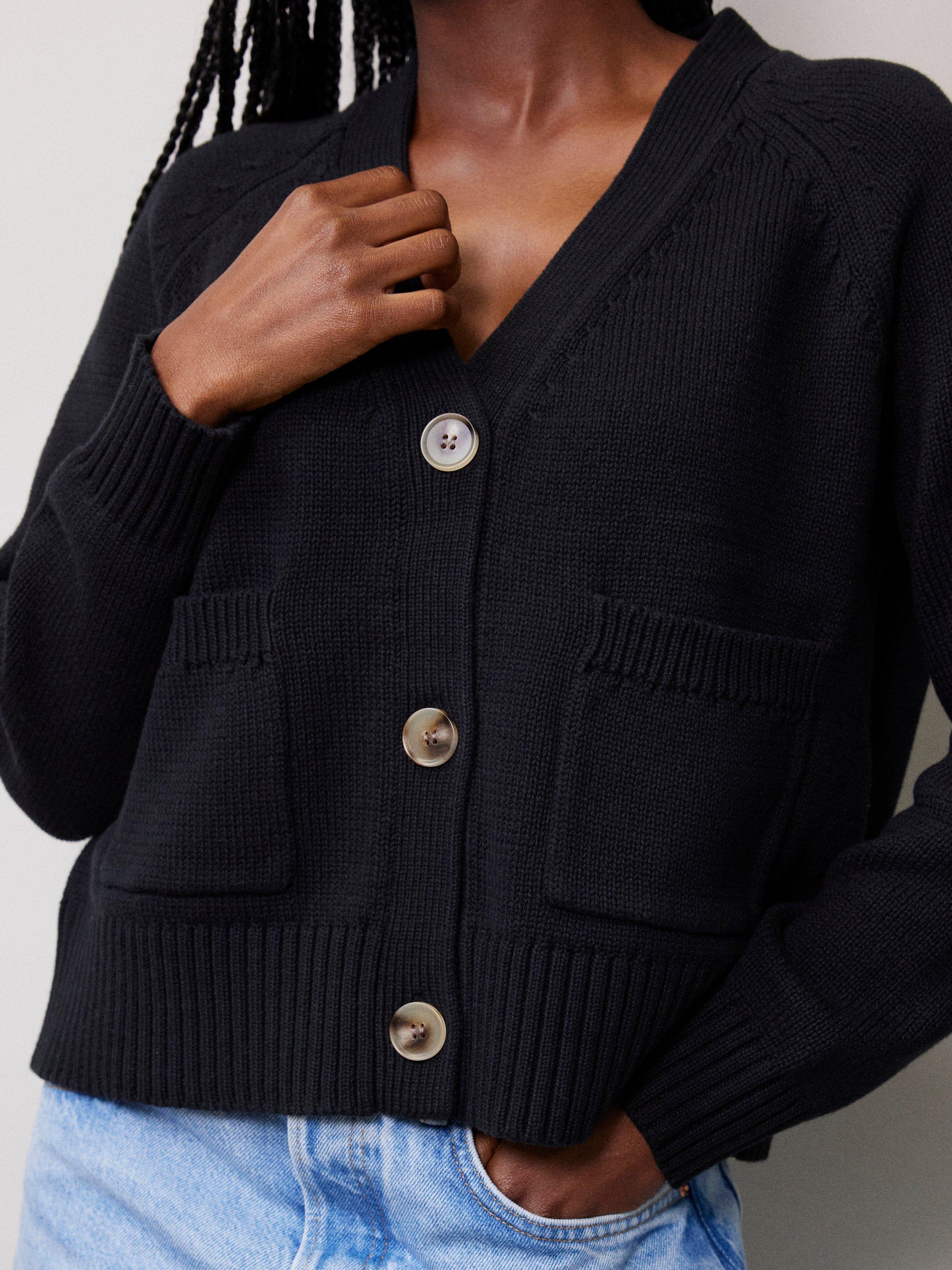 Product image 3 of 4, which shows Albaray Relaxed Cotton Cardigan, Black, 8