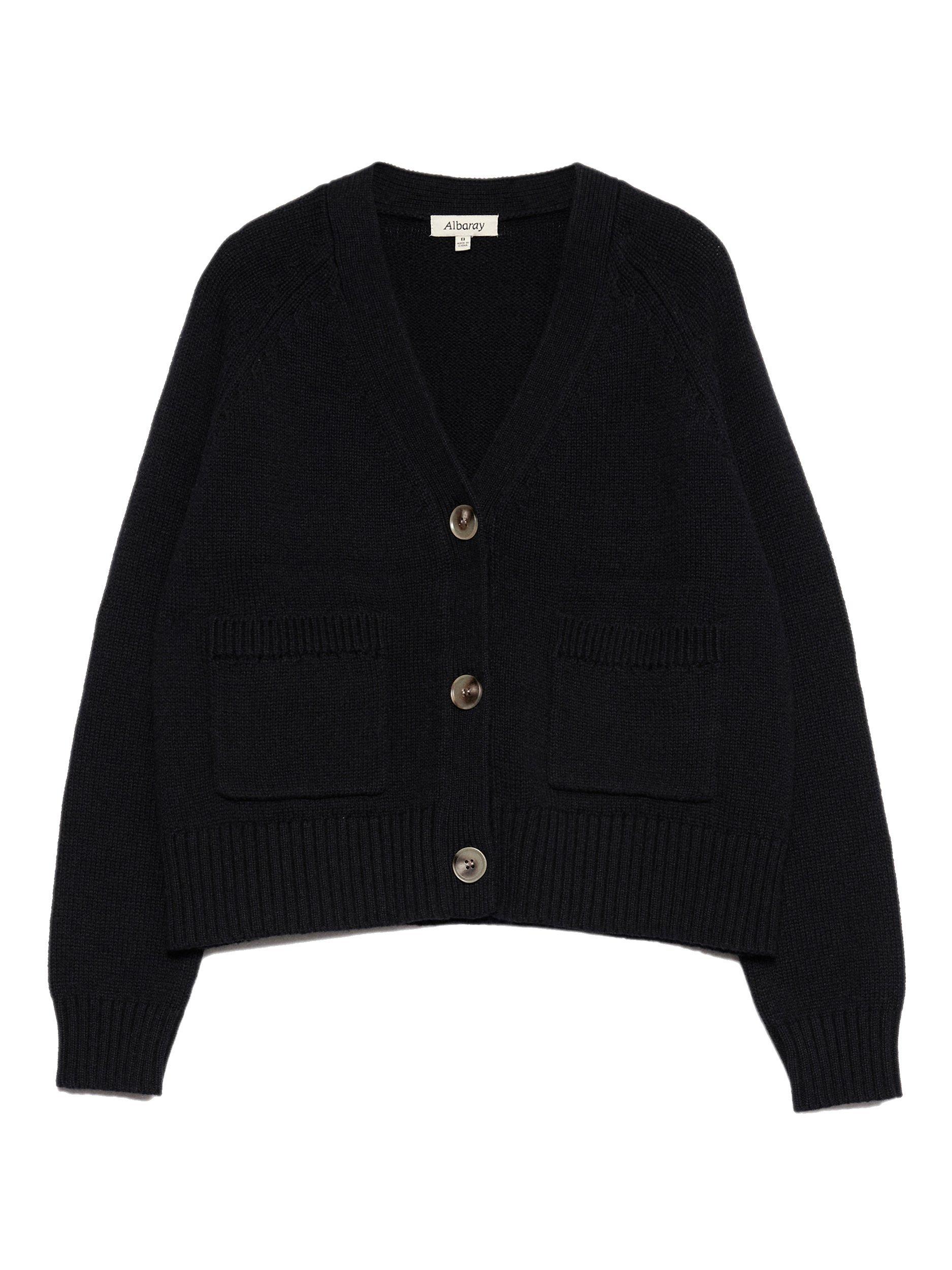 Product image 4 of 4, which shows Albaray Relaxed Cotton Cardigan, Black, 8