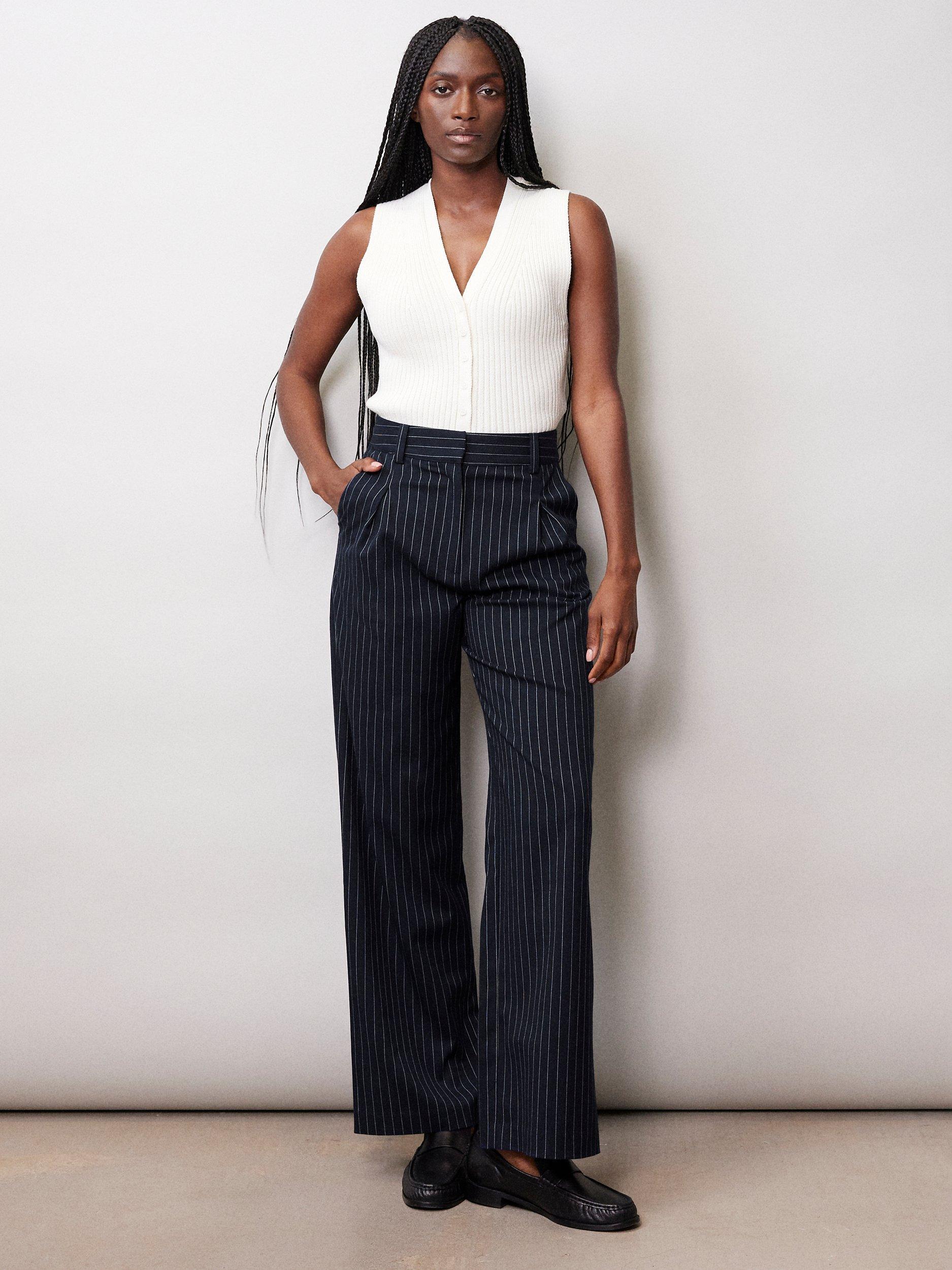 Albaray Pinstripe Trousers, Navy