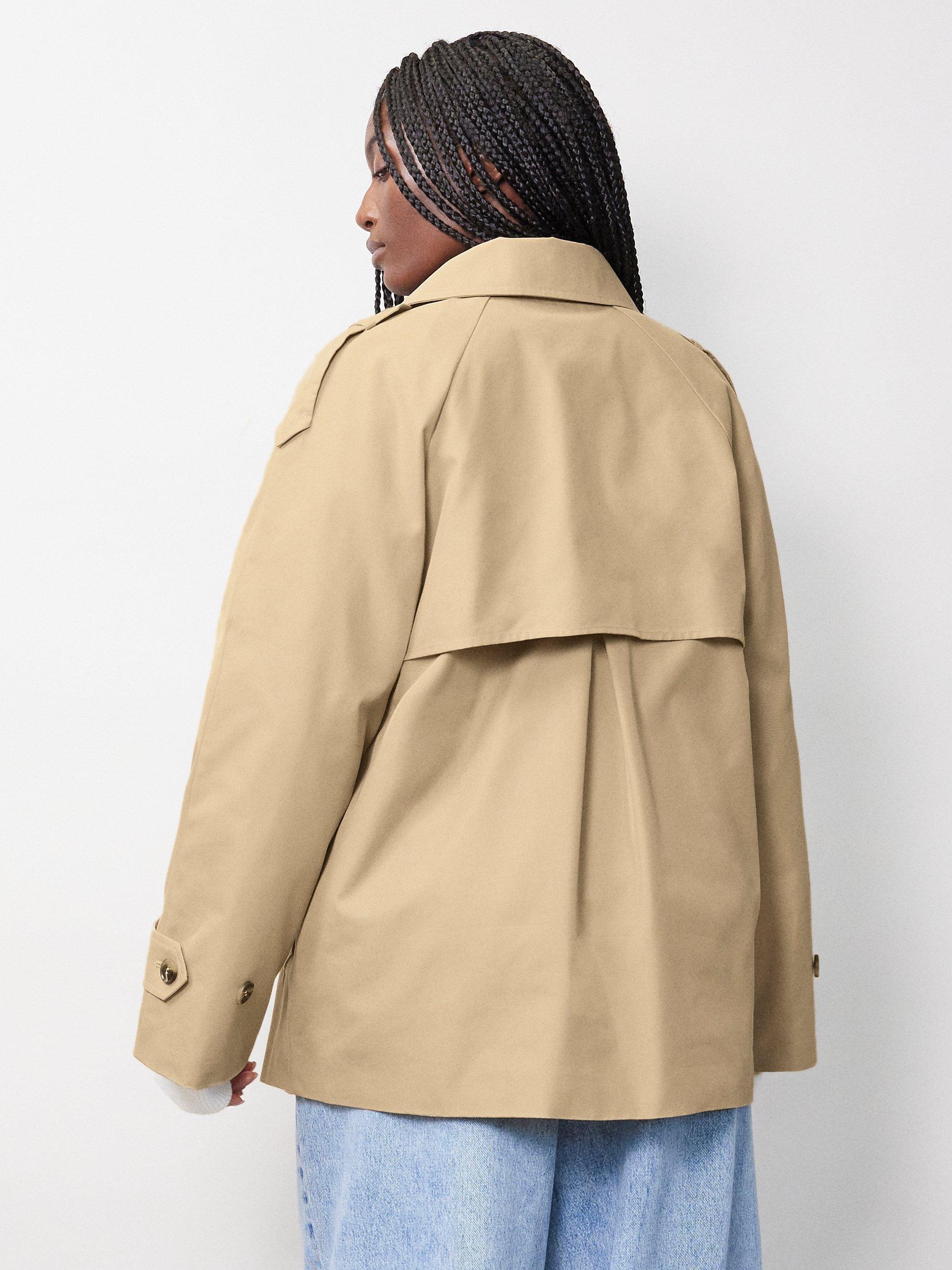 Product image 2 of 4, which shows Albaray Organic Cotton Blend Short Trench Coat, Stone, 8