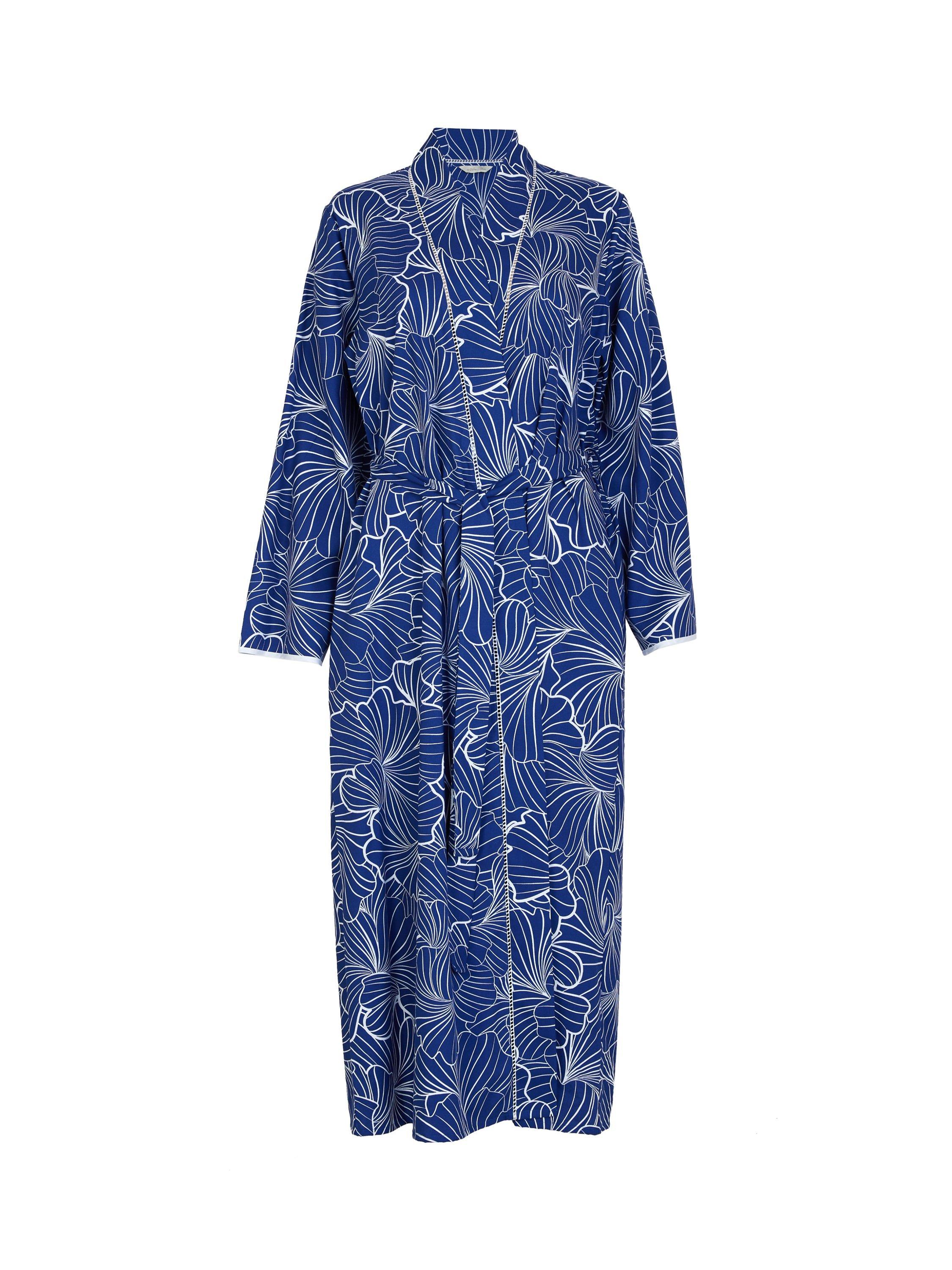 Product image 4 of 4, which shows Nora Rose by Cyberjammies Ceclia Shell Geometric Print Dressing Gown, Navy, 28
