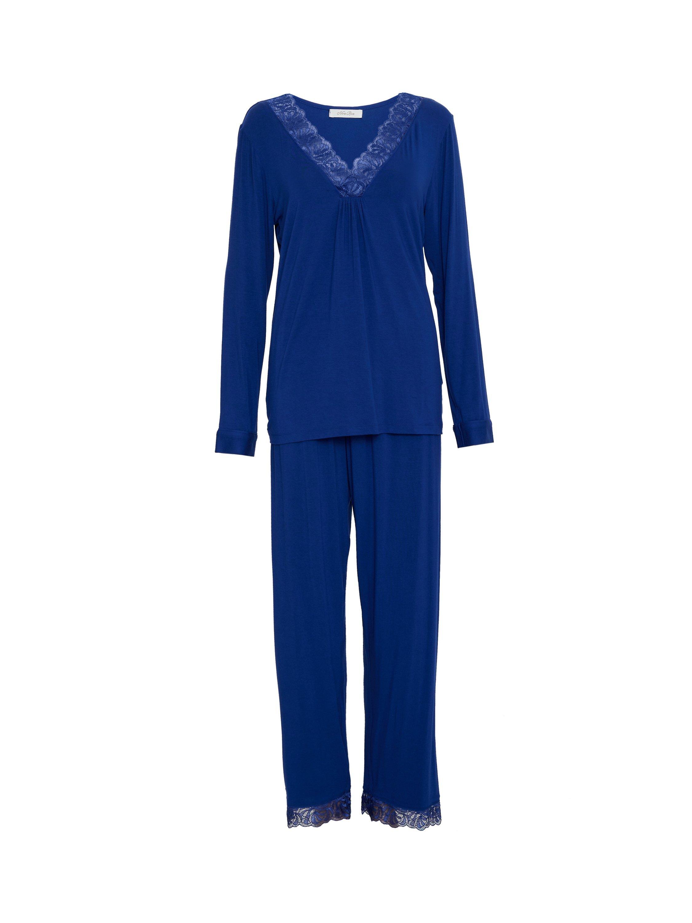 Product image 3 of 3, which shows Nora Rose by Cyberjammies Ceclia Jersey Pyjama Set, Navy, 28
