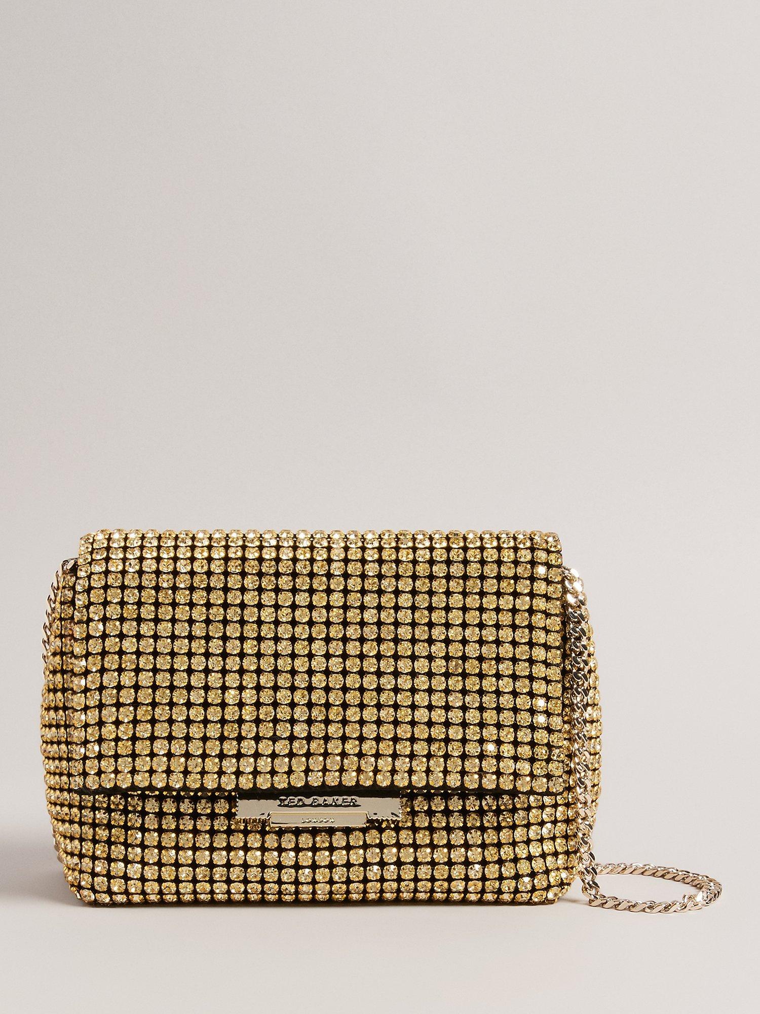 Ted Baker Gliters Crystal Embellished Clutch Bag, Yellow Gold, One Size