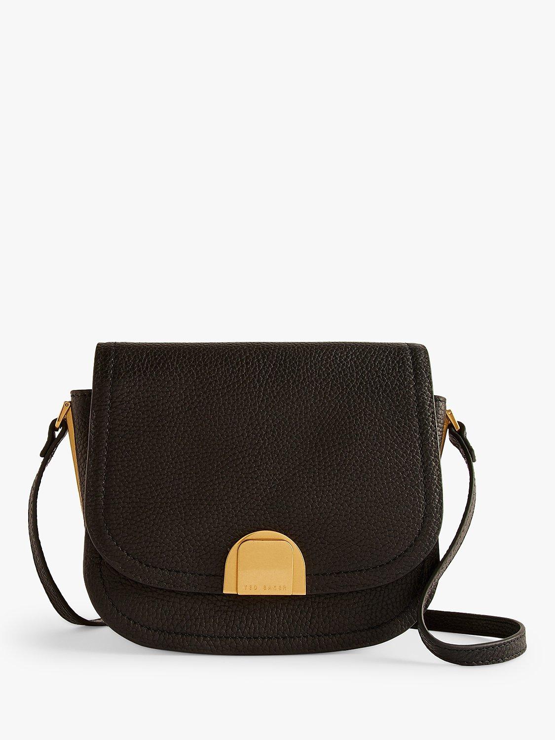 Ted Baker Imilda Lock Detail Small Leather Satchel Bag, Black, One Size